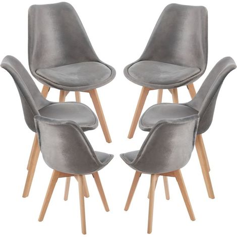 Packs Sillas Comedor - Pack 6 Sillas Synk Terciopelo - Gris oscuro (1/5)