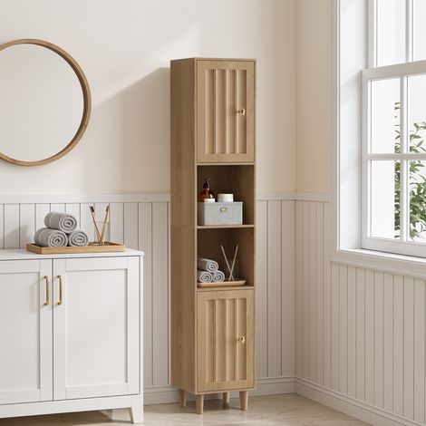 Meuble salle bain haut 32x30x169 cm MDF chene OKMYHOME (1/5)
