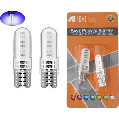 Set, 2 Stück LED-Lampen T10 W5W, blaues Licht, CANBUS, Silica-LED, 12V – Blisterverpackung