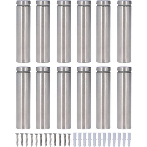 Vis de fixation à distance en acier inoxydable (Lot de 12) – 19x80mm – Pour montage d'encadrements acryliques, photos et panneaux signalétiques sur tous types de murs (1/5)