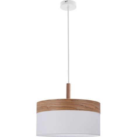 Suspension Orto blanche bois, abat-jour E27 60W Candellux (1/3)