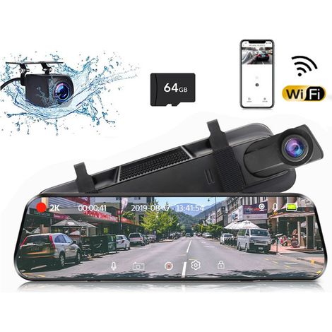 Cámara doble para coche con pantalla táctil de 10 pulgadas, visión nocturna, cámara frontal y trasera, 170°, GPS, WiFi para aparcamiento. (1/5)