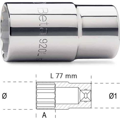 BETA Douille 12 pans 1/2" série longue - 920BL - 77 mm - 14 mm