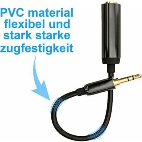 Adaptateur Jack 3,5 mm Vers Jack 6,35 mm - Connecteur Plaqué Or - Boîtier Aluminium - Pour Casques Et Instruments Audio - 30 cm (1/4)