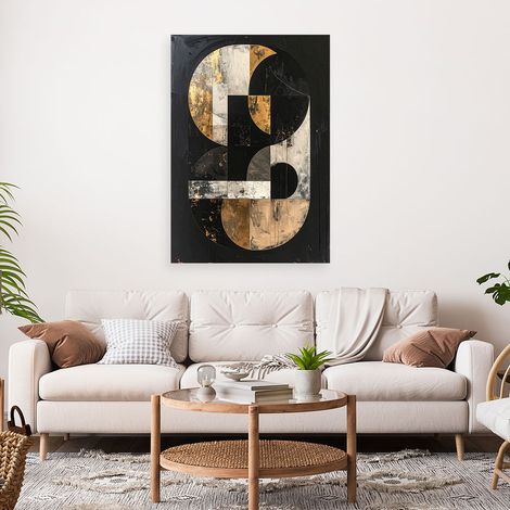 Wandbild Schwarz goldene geometrische Abstraktion im Glamour Stil 70x100 (1/4)