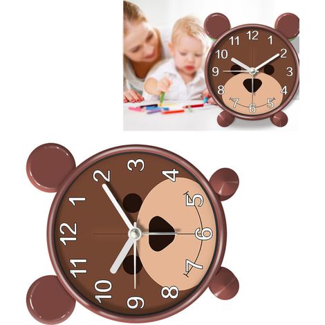 Braunbär-Kinderwecker – Lautlos und lehrreich mit Puzzle zum Erlernen der Uhrzeit – Programmierbarer Wecker für Schüler – ABS-Material, 131 g