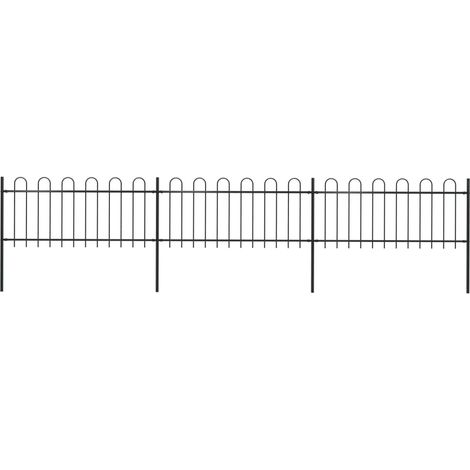 Clôture de jardin,Barrière de jardin,Portail de jardin avec dessus en cerceau Acier 5,1 x 0,8 m Noir CNENE892467 (1/5)