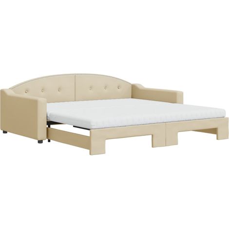 Maison Exclusive - Divano Letto Estraibile con Materassi Crema 100x200 cm Tessuto