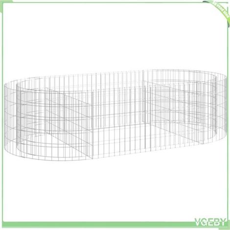 Lit surélevé à gabion - FAFEICY - 152040 - Fer galvanisé - 200x100x50 cm - Argenté (1/5)