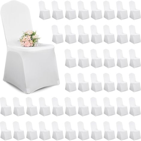 Ensemble de 20 housses de chaise amovibles et lavables, idéales pour mariages, fêtes et banquets (blanc) (1/5)