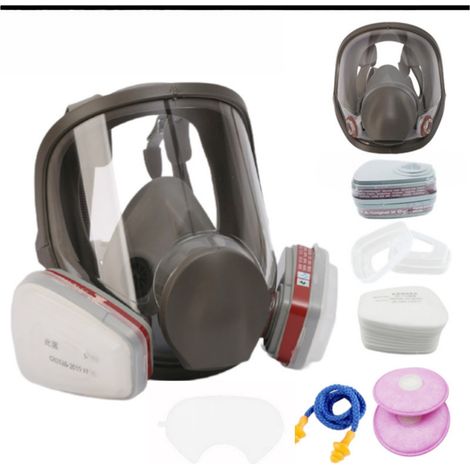 Reusable Full Face Respirator Mask 6800 Gas Mask with Filters 6001 2091 Bayonet Connection Silicone Face Seal (1/5)