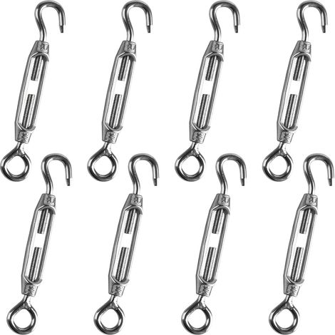 8pcs M4 Wire Rope Tensioner Stainless Steel M4 Hook and Eye Tensioners Adjustable Wire Tensioner Canopy for Garden Wire Fence Tensioner (1/5)