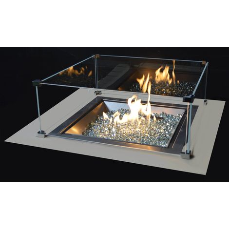 Bruciatore a Gas GPL da Incasso Effetto Camino 46x46x20 cm 9,7 kW in Acciaio Italkero Square (1/4)