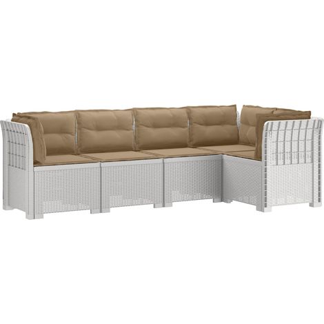Maison Exclusive - 5-Sitzer Gartensofa mit Kissen Rattan-Look PP (1/5)