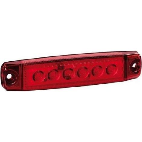 Feu 6 leds rouge calandre 12-24V epaisseur 96x20x9mm R-18