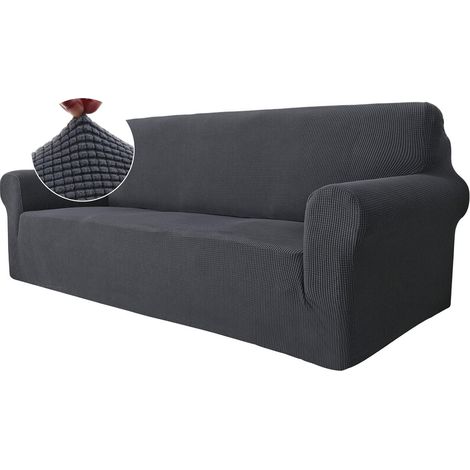 Funda Para Sofá 3 Plazas - Elástica Antideslizante - Para Sofás Con Brazos - Protección Contra Mascotas - Gris (1/5)