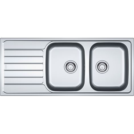 Franke – Évier 2 bacs inox 80cm avec siphon – Égouttoir réversible – Prépercé Ø 35mm pour robinet – Bonde Ø 90mm – 6464 (1/5)