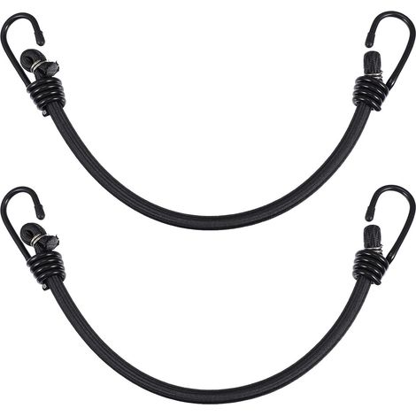 Lot de 2 Cordes Élastiques 40 Cm avec Crochets Métalliques, Sangles de Fixation Multifonctionnelles pour Bagages, Tentes et Camping, Corde Résistante Polyester, Accessoire (1/5)