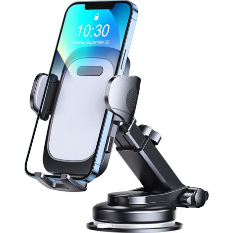 Support Téléphone Voiture - Ventouse Gel - Tableau De Bord Pare-Brise - Bras Télescopique 11,4 À 16,5 Cm - Rotule 360° - Compatible Tous Smartphones - 1 Pièce (1/5)