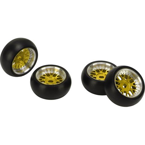 pneus RC (16 paires) en alliage d'aluminium brillant, améliorant la stabilité, pour voitures RC drift 1/28 (K969, P929, K989), couleur or. (1/5)