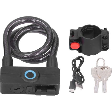 Bike lock, fingerprint bike lock, USB rechargeable bike cable locks, fingerprint support, Bluetooth and key unlocking