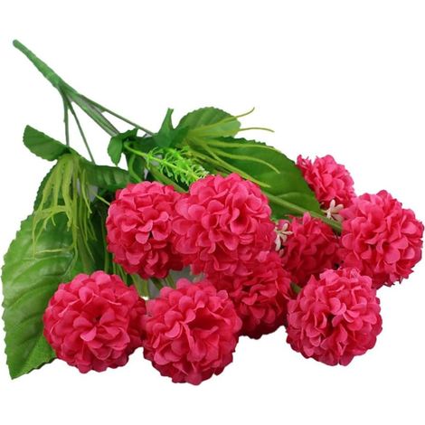 Bouquet de 9 têtes d'hortensia artificielles en soie, 38 cm, arrangement de fleurs artificielles avec feuilles pour décoration de fête de mariage, maison, bureau (1/5)