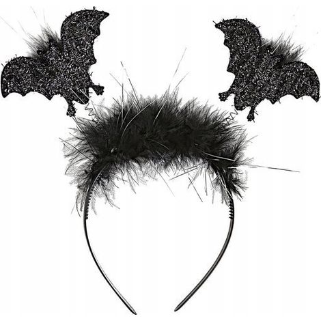 Fascia per capelli in pelliccia di pipistrello nera per costume di Halloween (1/4)