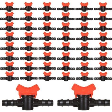 FENOPLASTICALot de 50 Tuyau Vanne d'irrigation, Raccord Tuyau 16mm Robinet Plastique Jardin pour Système d'irrigation, 16 mm Vanne Tuyau Arrosage pour Rraccord Tuyau Arrosage Goutte à Goutte Jardin