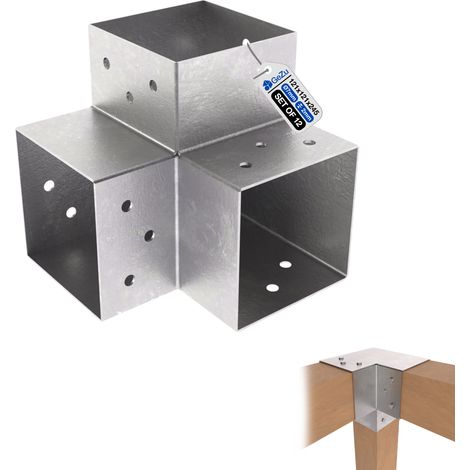 Lot de 12 Connecteur de poteau en Y 121 x 121 mm – Galvanisé à chaud – Connecteur d’angle droit 3 voies pour pergola et pavillon – GeZu Impex (1/5)