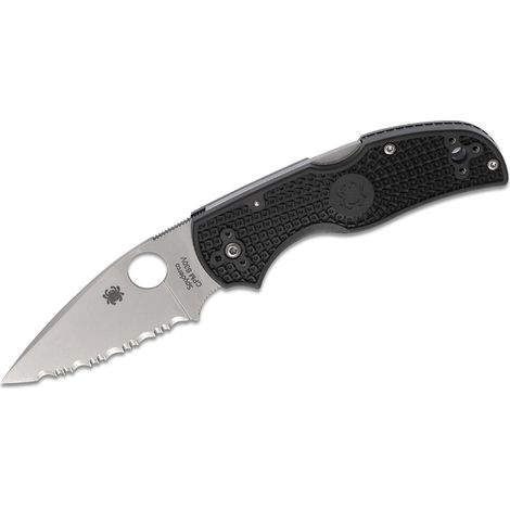 Spyderco STE-C41SBK5 Coltello pieghevole a 5 lame SpyderEdge seghettato in acciaio CPM- S30V lungo 7,5 cm e manico nero FRN nero. Clip da tasca a 4 posizioni