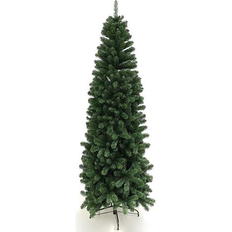 Albero di natale slim verde pino artificiale alto cm 230 folto pieno salvaspazio per casa ignifugo apertura ad ombrello (1/5)
