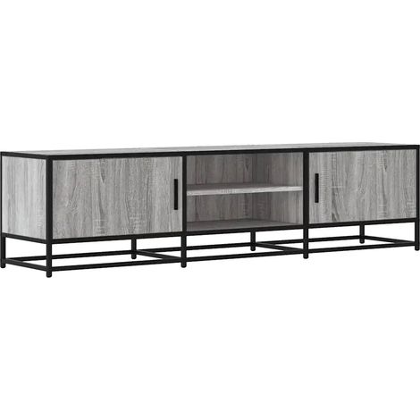 Meuble TV industriel avec grand rangement salon chambre 160 x 35 x 41 cm en bois d'ingénierie gris (1/5)