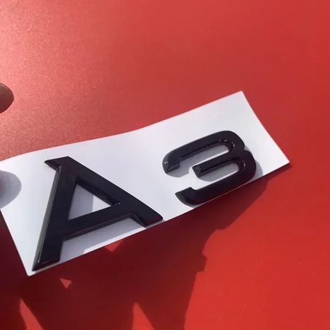 (A3, Noir brillant, 1 pièce) - Autocollant autocollant noir brillant pour emblème de coffre de voiture en ABS au-di (1/5)