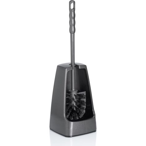 Brosse à WC avec réservoir Semi-Ouvert, 38 cm, Brosse pour Toilettes, Ensemble Brosse WC, Gris foncé (1/5)