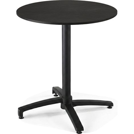 Table de jardin ronde 60 cm inclinable aluminium et HPL noir (1/5)