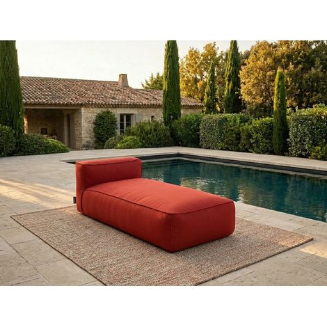 BOBOCHIC - Méridienne sans accoudoir pour canapé de jardin modulable GIULIA avec bâche de protection Rouge (1/5)
