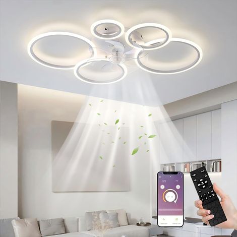 Ventilateur De Plafond LED Avec éclairage 130W Plafonnier Avec Télécommande APP 3 Température De Couleur 6 Vitesses, Pour Salon Chambre (1/5)
