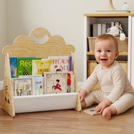 Montessori Bibliothèque en bois pour enfants - Boîte de rangement pour enfants - Coin de lecture - Organisateur de jouets - Étagère de rangement pour chambre d'enfant (1/5)