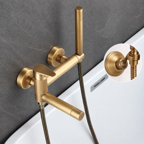Robinet mitigeur mural rétro, douchette ronde TO avec support, garantie 5 ans, 42 × 32 × 18 cm, 2 kg – Livraison gratuite
