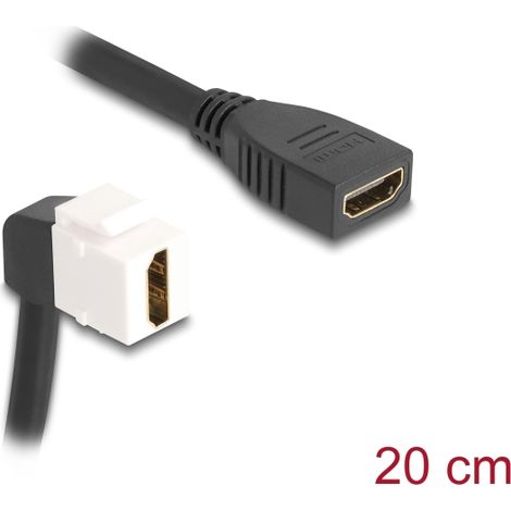 Delock Cable de mÃ³dulo Keystone HDMI hembra a hembra 90Â° angulado 8K 60 Hz 20 cm negro