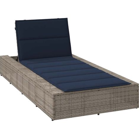 Sonnenliege mit schwebender Auflage Grau Poly Rattan