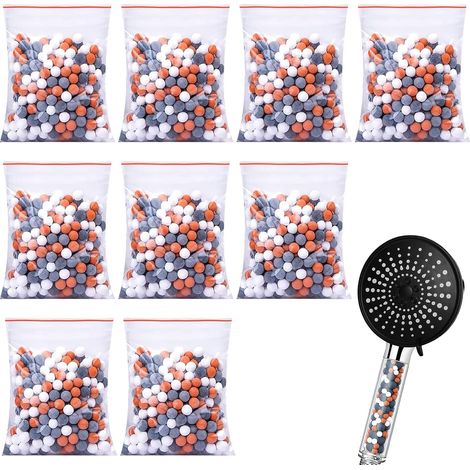 9 Pcs Filtre Douche Anti Calcaire, Pommeau Douche Anti Calcaire Remplacement, Ions Négatifs Boules Minérales, Filtre Anti-Chlore Antioxydant, Compatible Avec Têtes De Douche À Filtre Ionique (1/5)