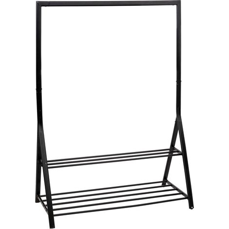 Penderie Portant à vêtements avec étagères en Fer Noir H 167 cm - Five (1/6)