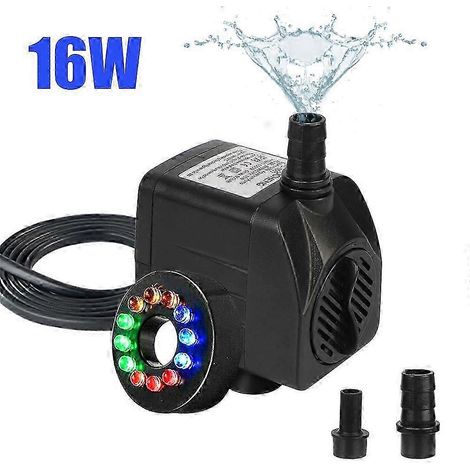 Pompe à eau submersible ultra-silencieuse avec cordon d'alimentation et 12 LED (1/4)