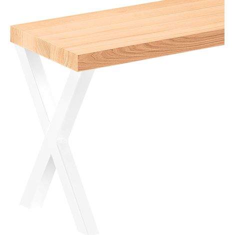 LAMO Manufaktur Banc d’entrée 30x40x47 cm (l x L x h), pied en métal modèle Creative Blanc / assise en bois brut, LSB-01-A-001-40-9016Cr (1/4)