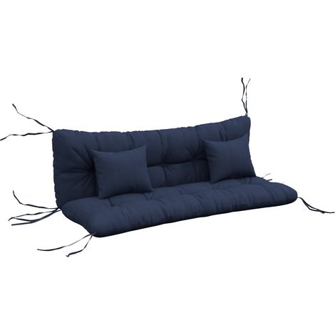 4er-Set Sitzkissen, 150x50 cm wasserabweisend Stuhlkissen mit Bindebänder, 10cm dick Marineblau