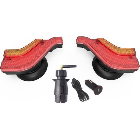 Set kabelloser, tragbarer Dioden-LED-Bremsleuchten (wireless) mit Magnet und Saugnapf, Neon-Effekt, 12V, innovatives Design / Fo