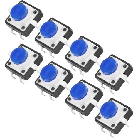 20 Stück 12x12x7,3 mm taktile Drucktaster mit LED-Beleuchtung, blau (1/5)