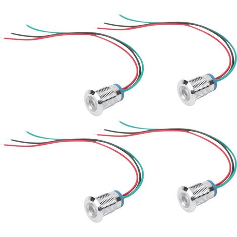 4 jeux de LED rondes précâblées étanches bicolores à anode commune, électrode d'anode 1224 V 12 mm (rouge et verte) (1/5)