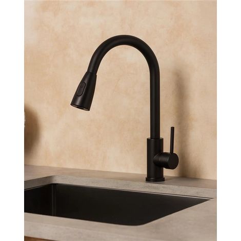 Exagonshop Miscelatore lavello doccetta 2 jet estraibile nero